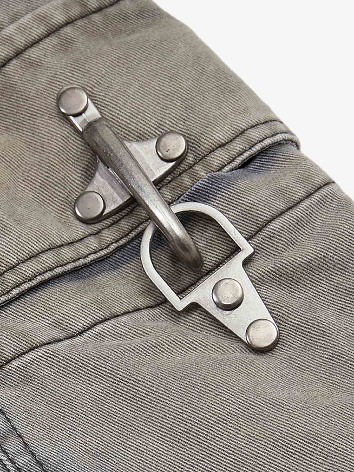 Studded Curved Seam Cargo Jeans 