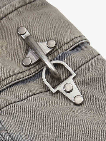 Studded Curved Seam Cargo Jeans 