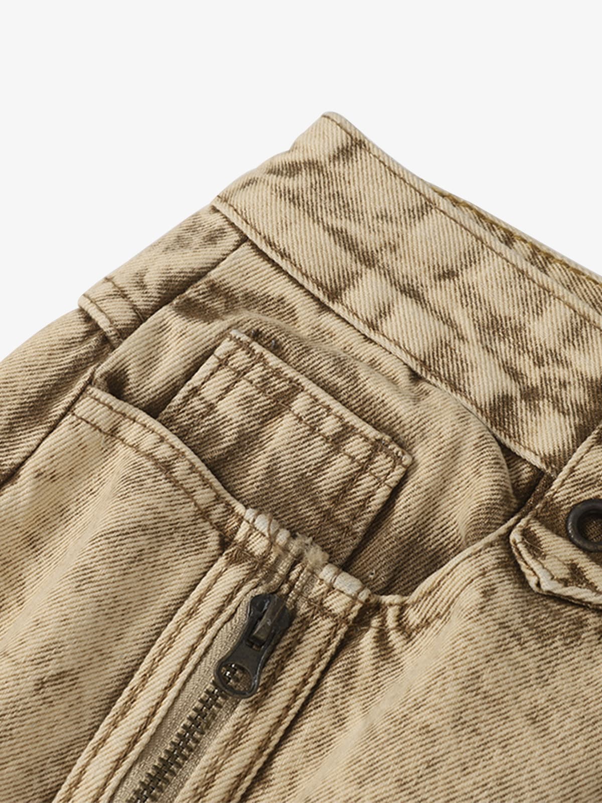Distressed Raw-Edge Panel Sculpted Wide-Leg Jeans - 2590 