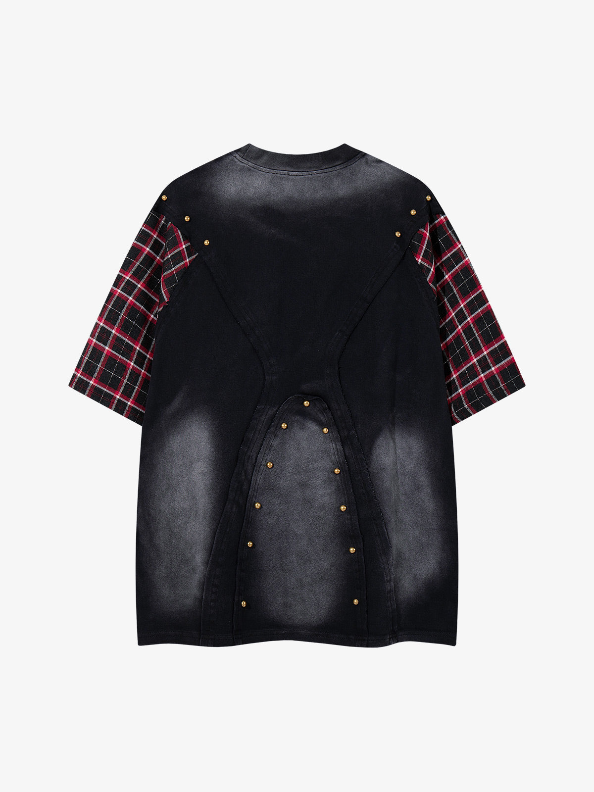 Plaid Studded Distressed Tee