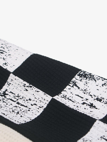 Biker Graphic Color Block Waffle Long Sleeve Tee