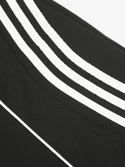 Curved-Seam Striped Baggy Sweatpants
