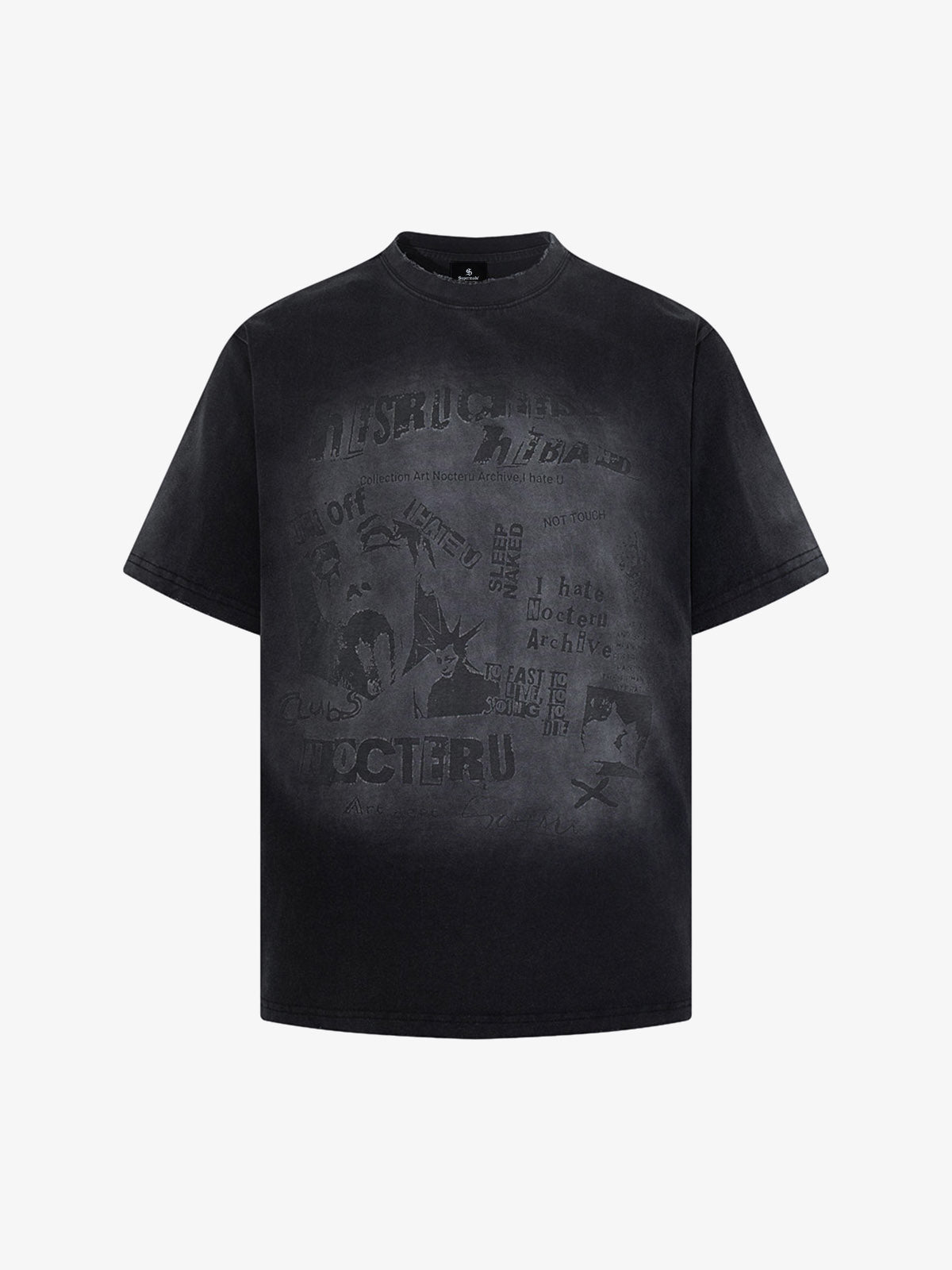 Cotton Oversized Graphic T-Shirt with Punk Rock Print and Vintage Wash Effect 