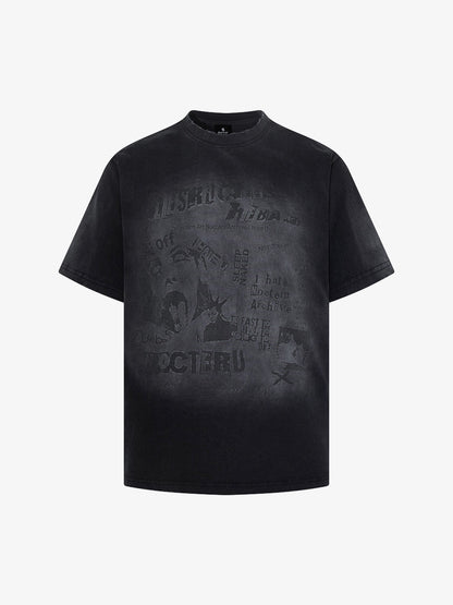 Cotton Oversized Graphic T-Shirt with Punk Rock Print and Vintage Wash Effect 