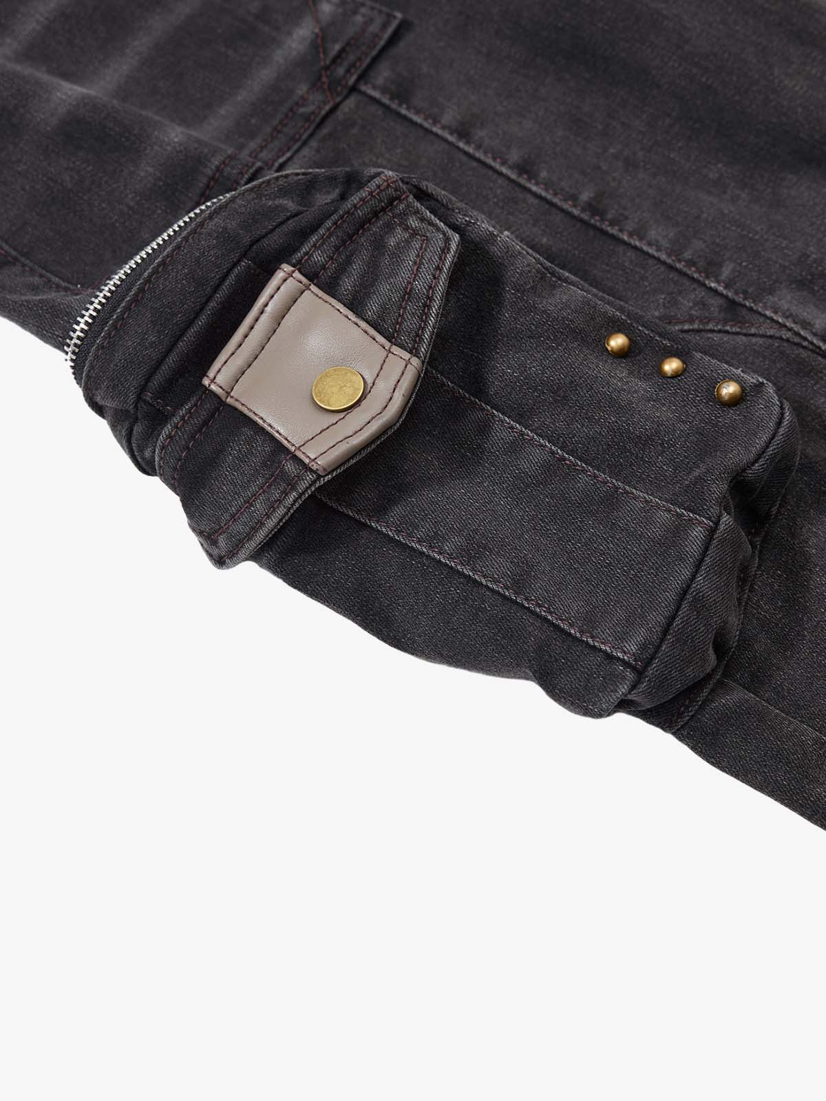 Street-style Distressed Workwear Flared Jeans