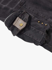 Street-style Distressed Workwear Flared Jeans