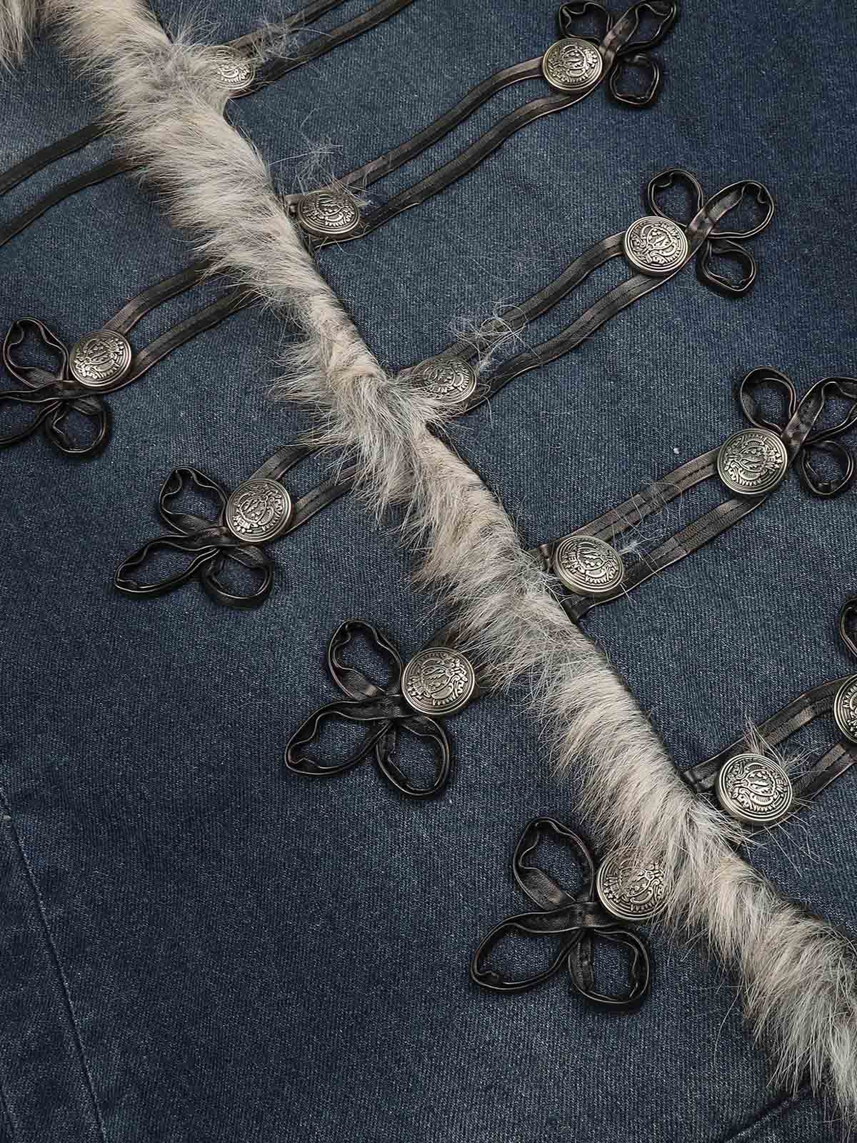 Faux-Fur Collar Multi-Button Quilted Coat