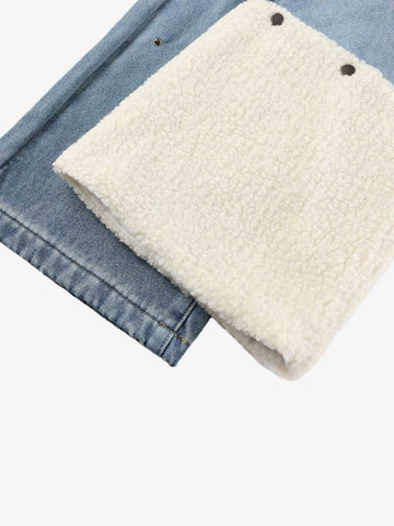Sherpa Paneled Stacked Baggy Jeans 