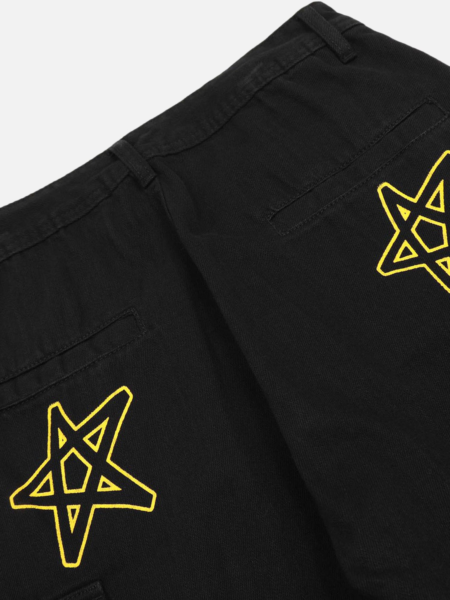 High Street Trendy Multipocket Star Letter Printed Denim Work Jeans