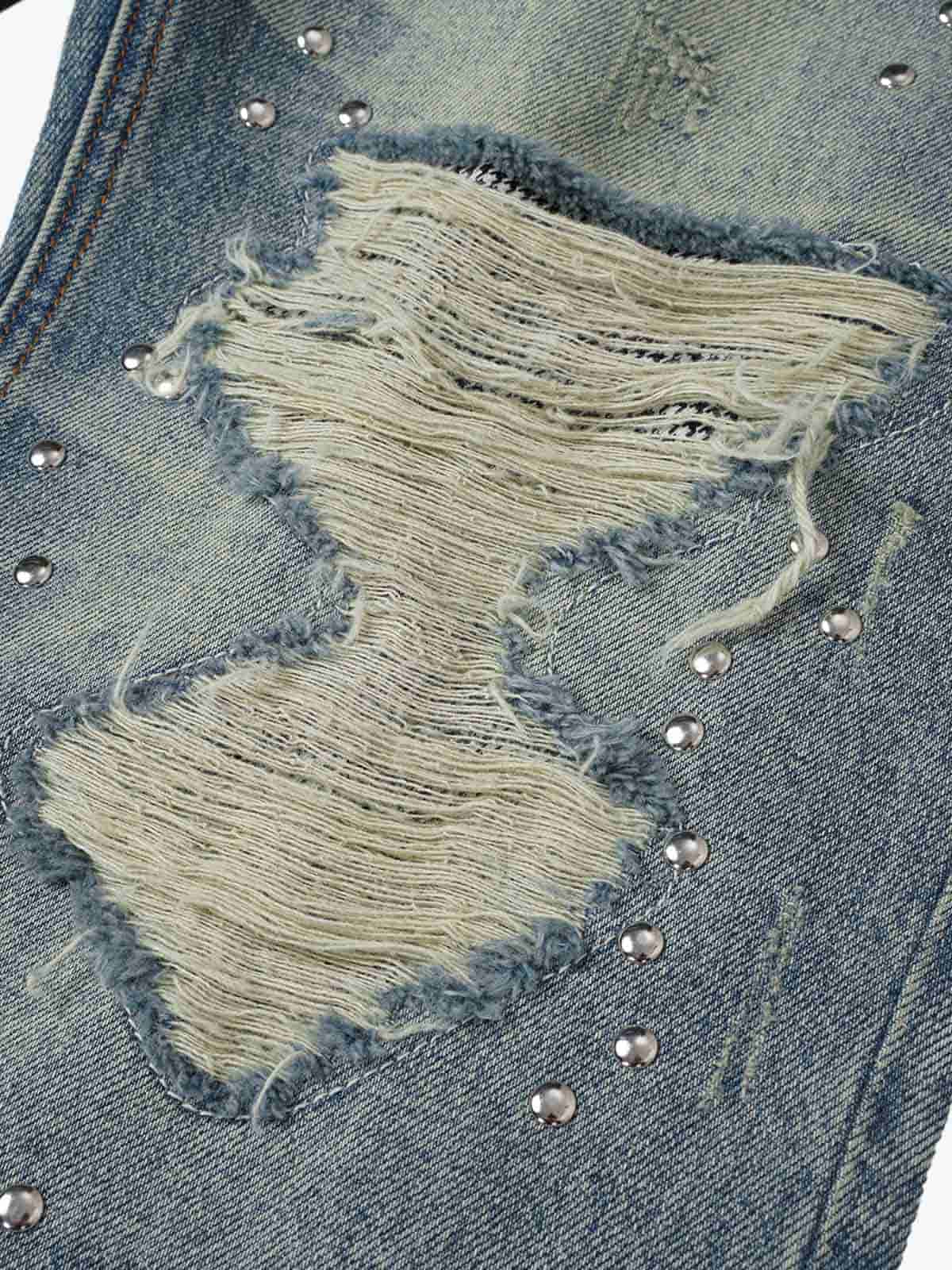 Ripped Studded Bootcut Jeans