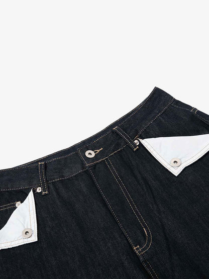 Cinch Back Contrast Stitch Jeans 