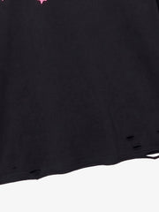 Star Foam Graphic Ripped Color Block Long Sleeve Tee