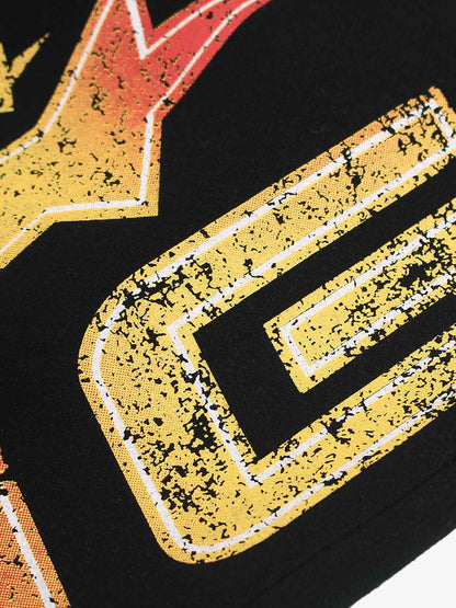 Retro Contrast Letter Star Print Fleece-Lined Sweatpants 