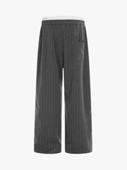 Pinstripe Elastic Waist Wide Leg Pants 