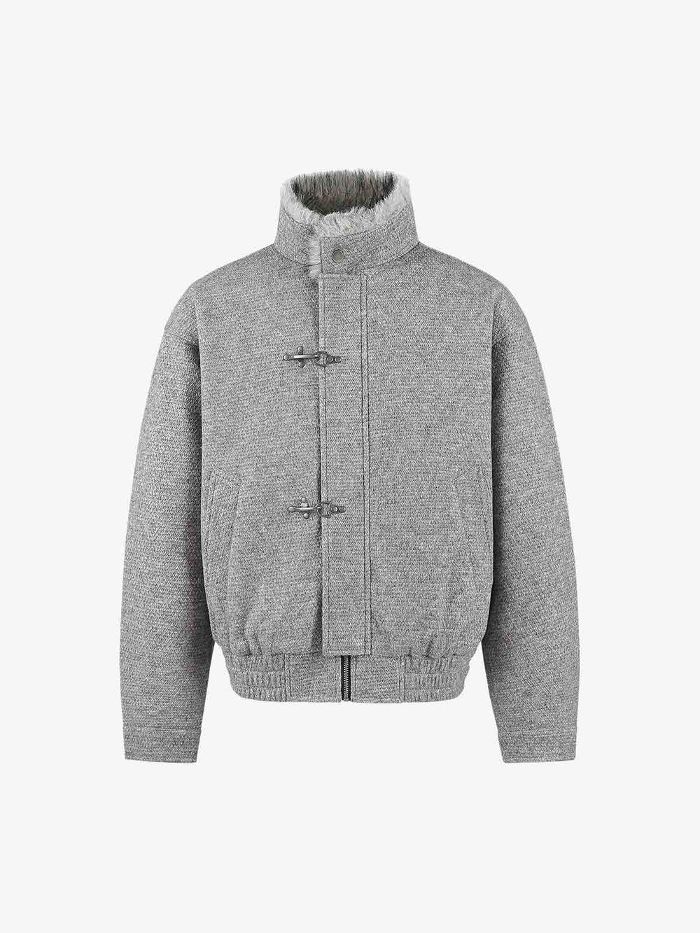 Faux-Fur Collar Thick-Lined Stand-Collar Jacket