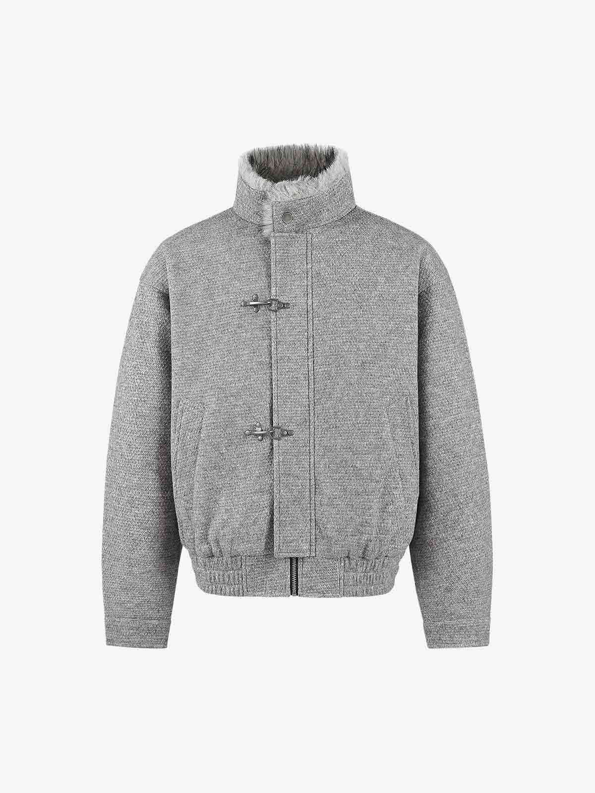 Faux-Fur Collar Thick-Lined Stand-Collar Jacket