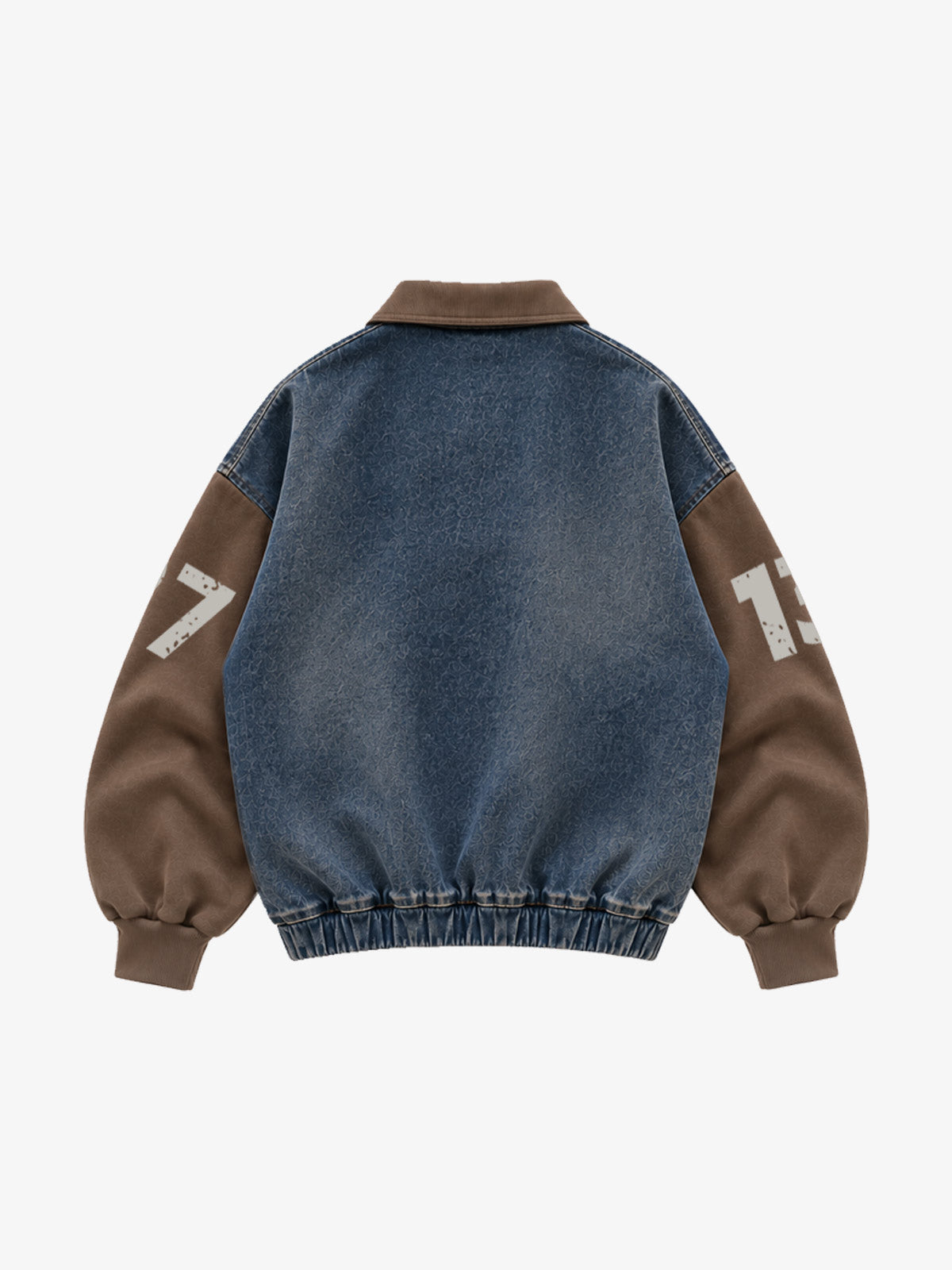 Denim Patchwork Pullover Sweatshirt & Graphic Wide-Leg Jeans Set