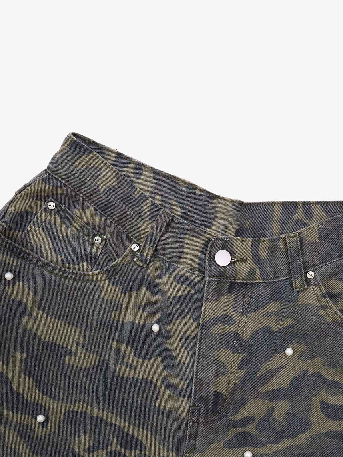 Camo Studded Cargo Pants; Forest Camouflage / M, Forest Camouflage / L, Forest Camouflage / XL