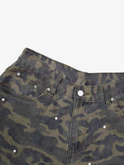 Camo Studded Cargo Pants; Forest Camouflage / M, Forest Camouflage / L, Forest Camouflage / XL