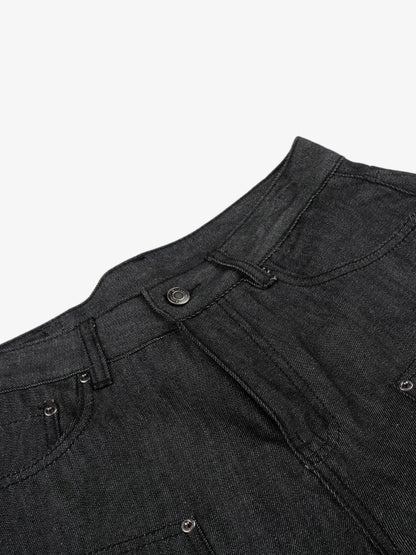 Pantalones cortos vaqueros con tachuelas y patchwork