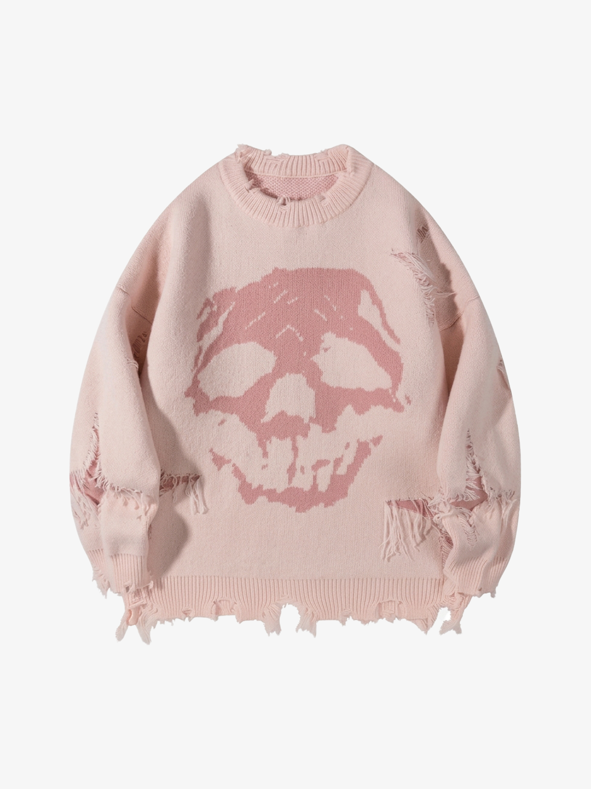 Distressed Skull Jacquard Sweater