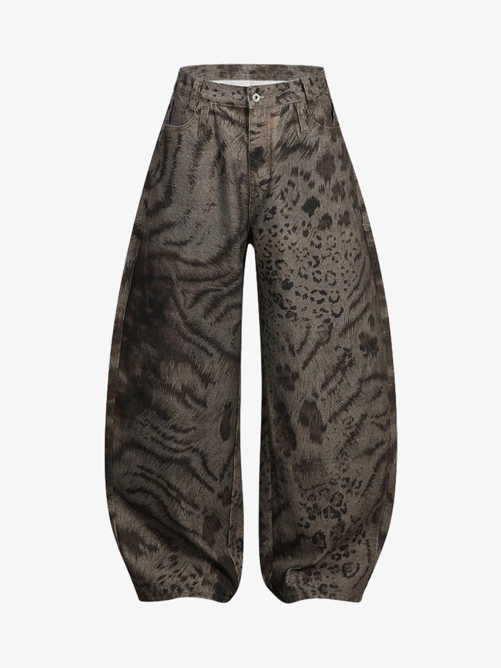 Leopard Tiger Curved-Leg Jeans 