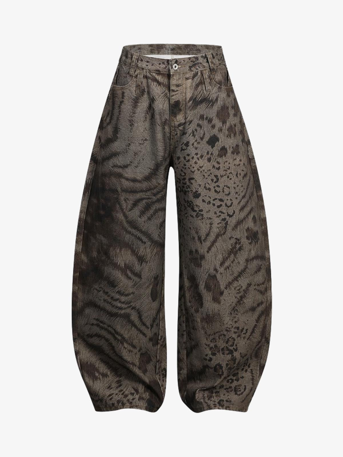 Leopard Tiger Curved-Leg Jeans 