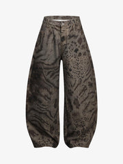 Leopard Tiger Curved-Leg Jeans 