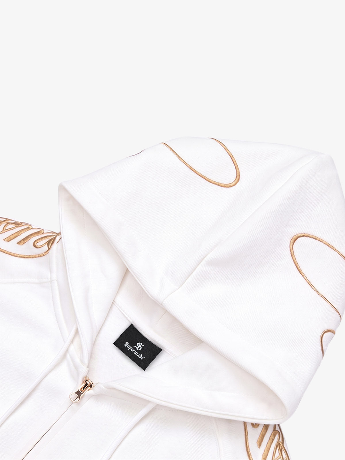 Ornamental Letter Embroidered Two-Way Zip Hoodie