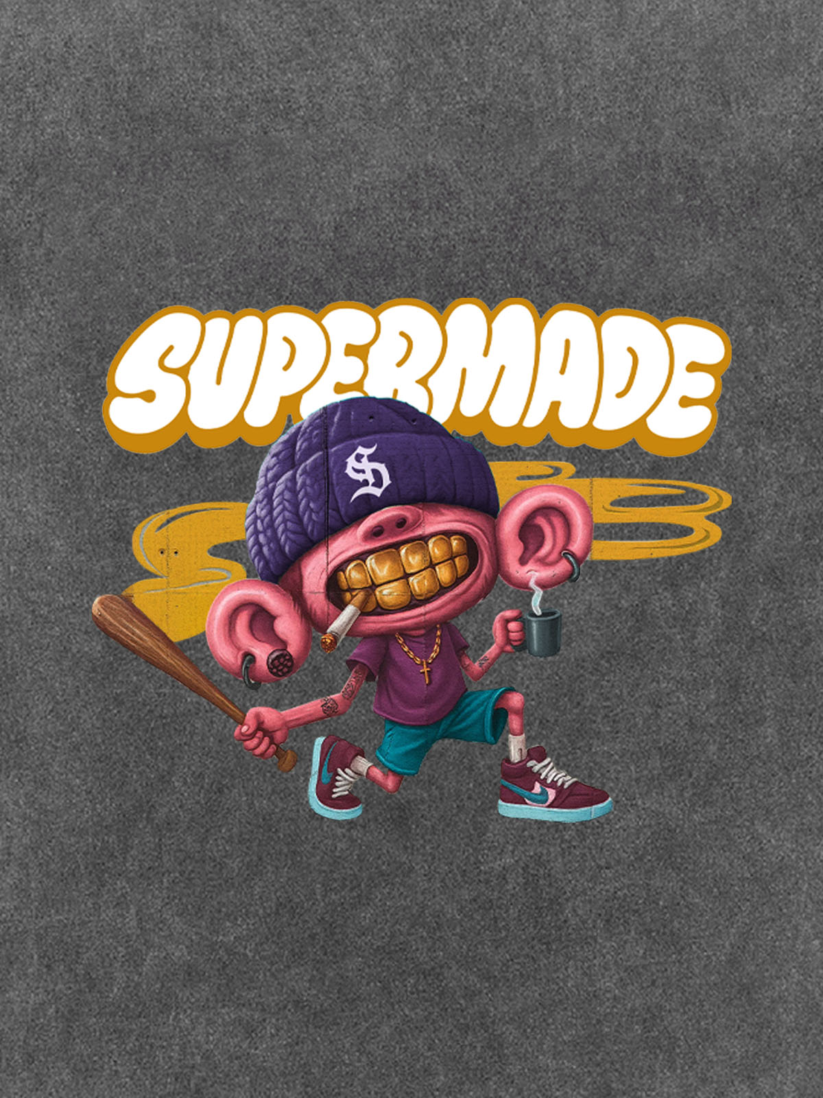 Thesupermade Cartoon Graffiti Baseball Cool Boy T-shirt 
