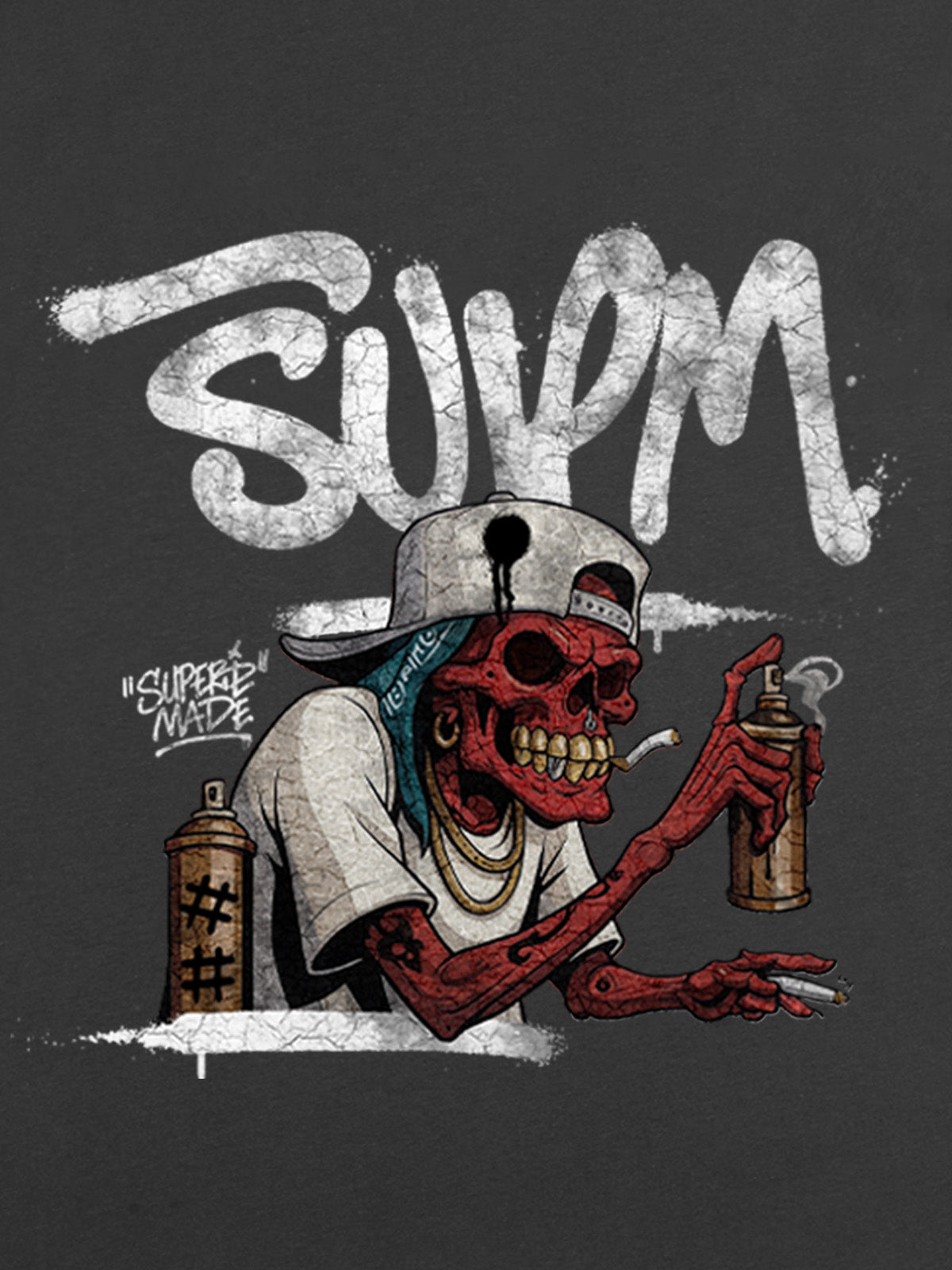 Thesupermade Trendy Skull Graffiti Master T-shirt 
