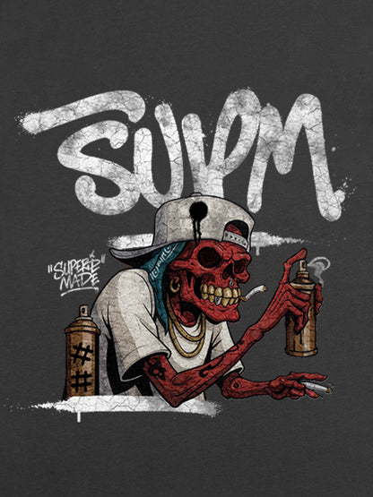 Thesupermade Trendy Skull Graffiti Master T-shirt 