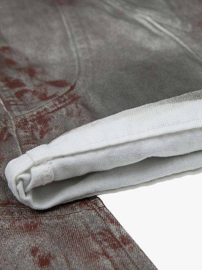 Distressed Vintage Wash Wide Leg Denim Jeans