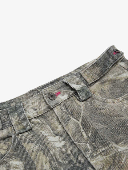 Abstract Camouflage Washed Barrel Jeans