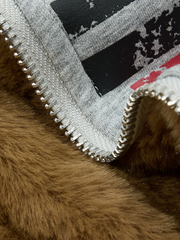 Faux Fur Trim Zip-Up Coat