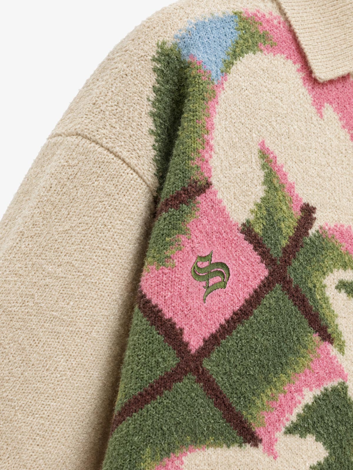 Art Story Graphic Jacquard Knit Polo Sweater