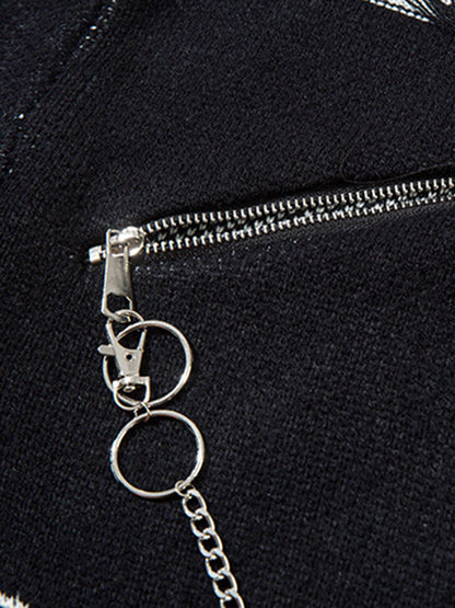 Retro Distressed Zipper Sweater 