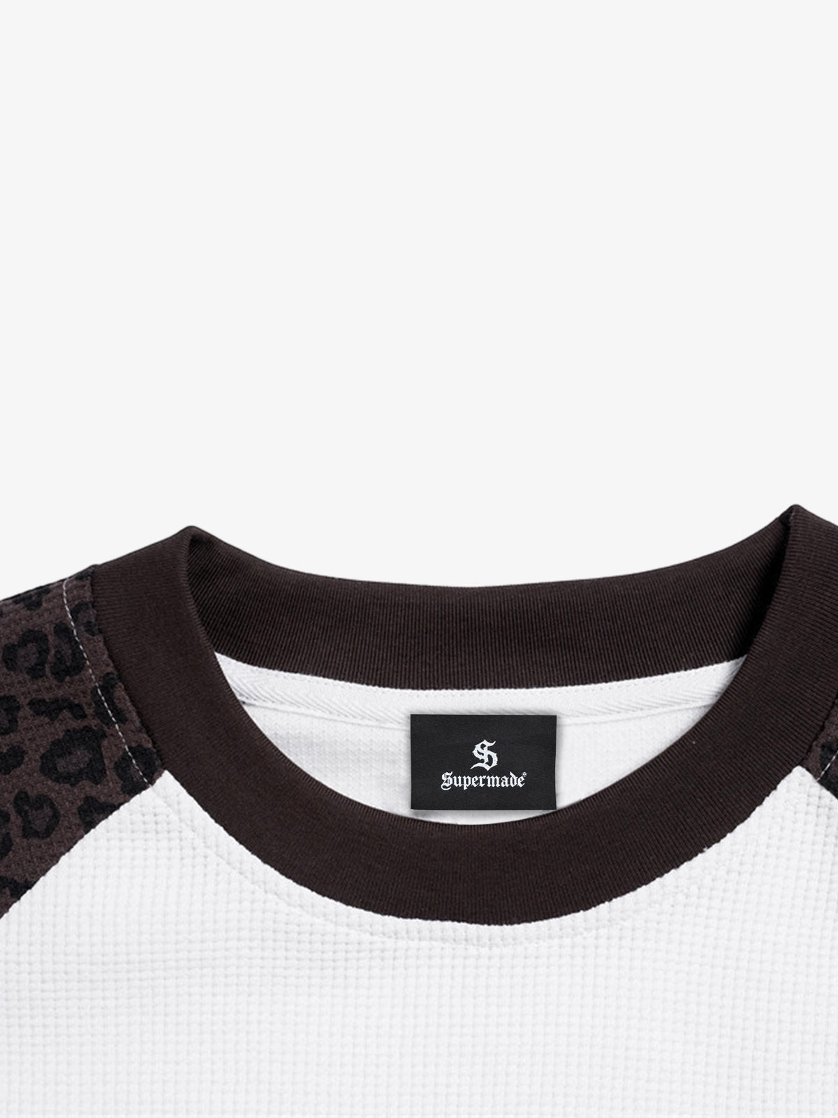 Leopard Letter Graphic Raglan Waffle Long Sleeve Tee