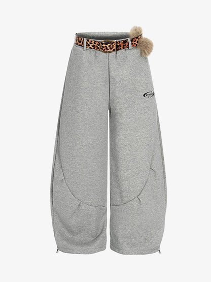 Stylish Wide-Leg Pants with Leopard Print Belt for Men and Women 