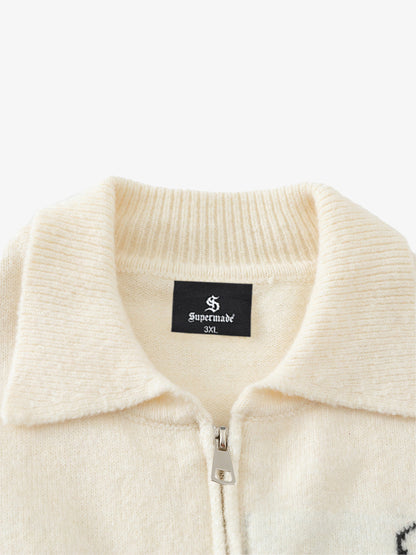 Stylish Star-Embellished Zip-Up Sweater for Casual Elegance 