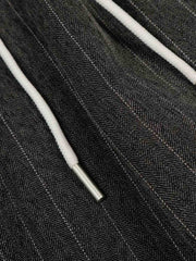 Pinstripe Elastic Waist Wide Leg Pants 