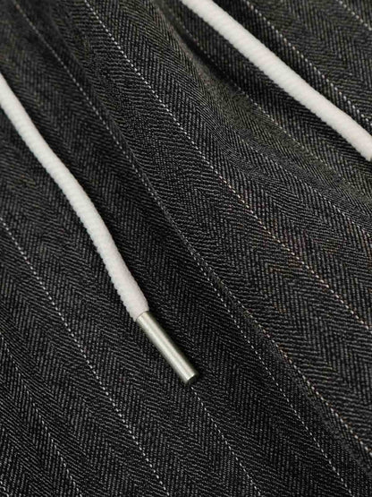 Pinstripe Elastic Waist Wide Leg Pants