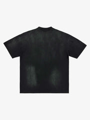 Washed Vintage Sticker Print T-Shirt 