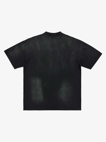 Washed Vintage Sticker Print T-Shirt 