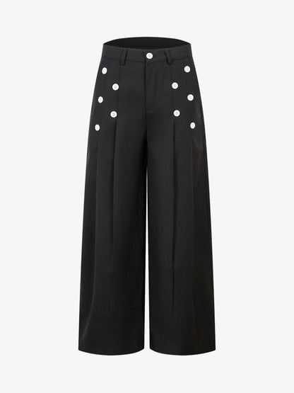 Thesupermade Double-Button Design Pleated Suit Casual Pants 