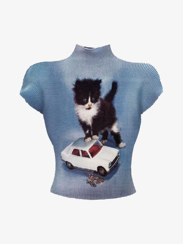 Graphic Waffle Stand-Collar Vests