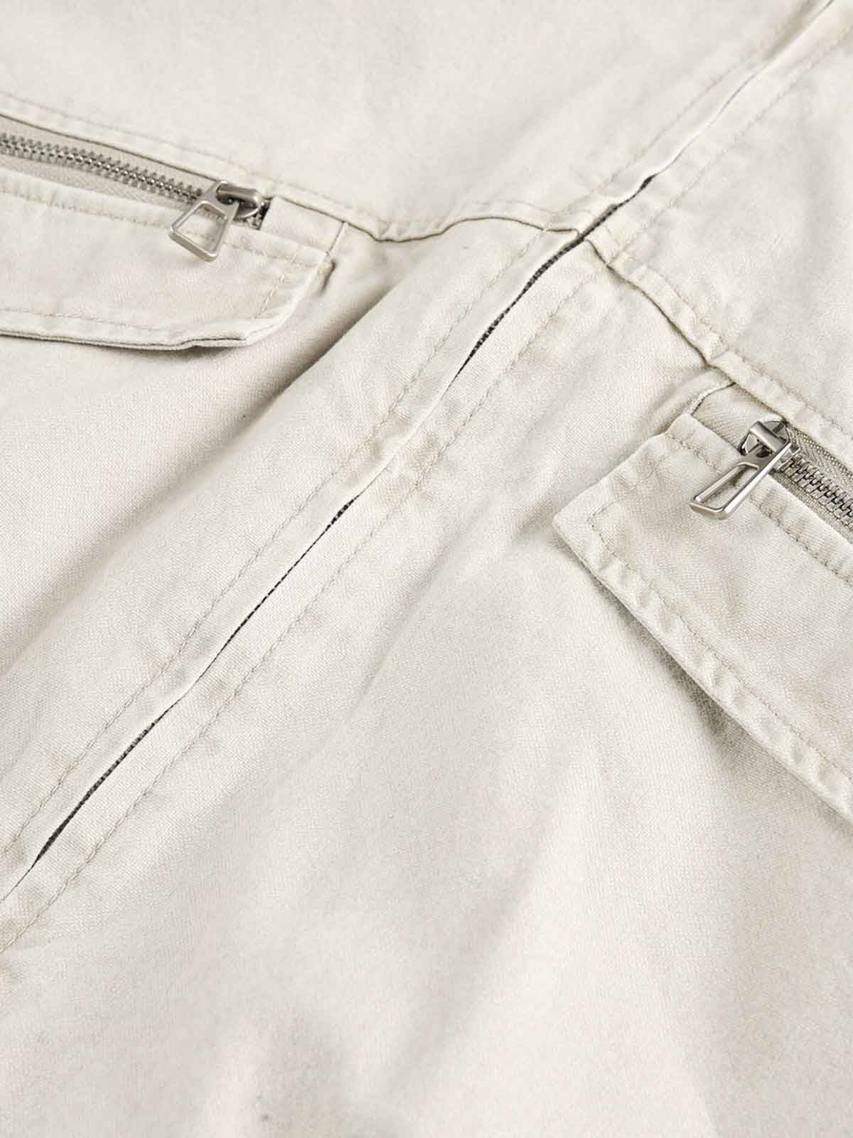 Ruched Sleeve Stand Collar Zip Jacket