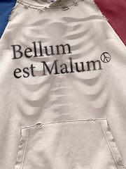 Skeleton Ribcage Graphic Distressed Raglan Hoodie