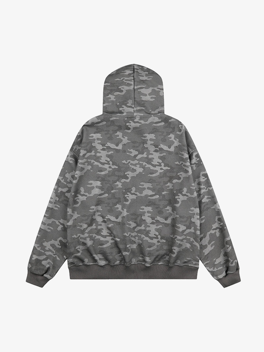 Strass-Buchstaben-Kapuzenjacke mit Camouflage-Muster und Kunstpelzkragen