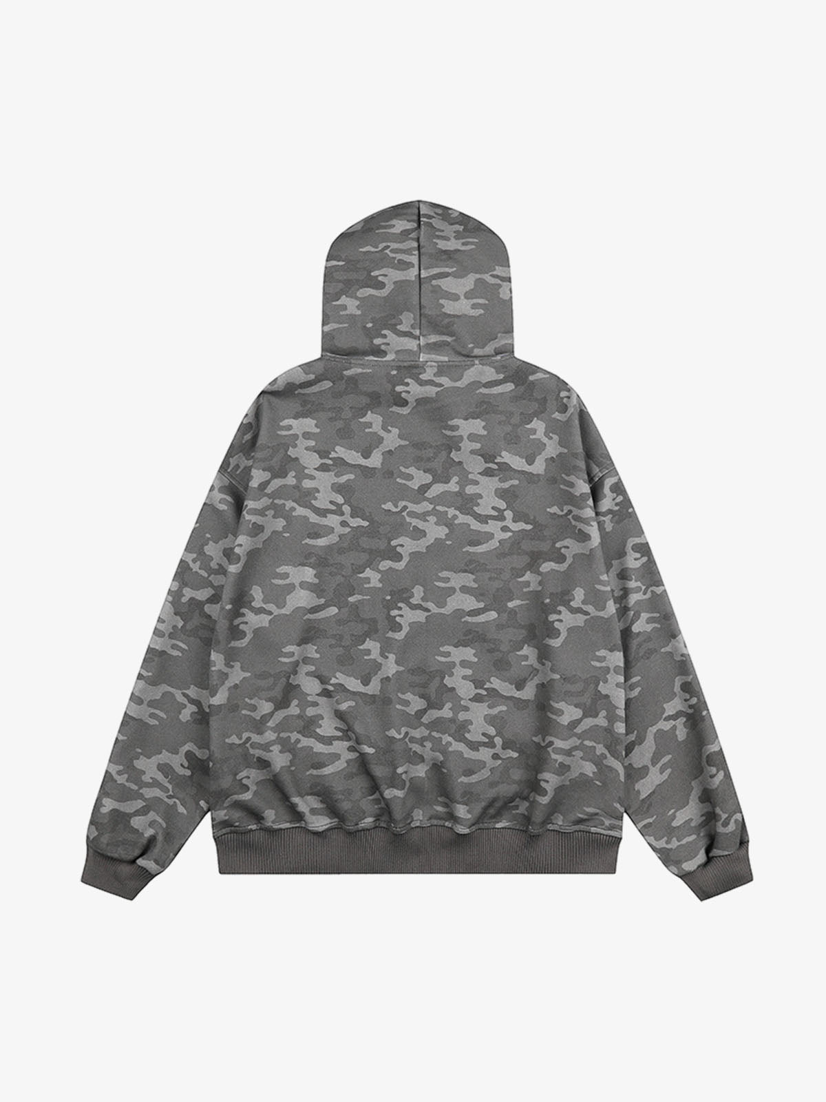 Rhinestone Letter Camo Faux-Fur Collar Hoodie; Classic Camouflage / M, Classic Camouflage / L, Classic Camouflage / XL